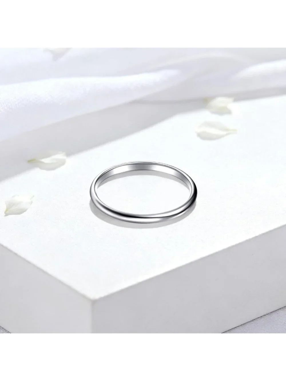 14K White Gold Plated Women's Wedding Band, 3mm Comfort Fit Sterling Silver Ring